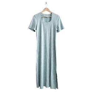 Weekenders Vtg Womens Maxi Dress Short Sleeve Green Paisley Pattern Green Small